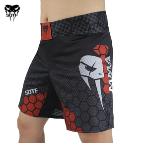 Shorts de Boxe SOTF com Tecnologia Geométrica | Design de Cabeça de Cobra para Fitness e Respirabilidade