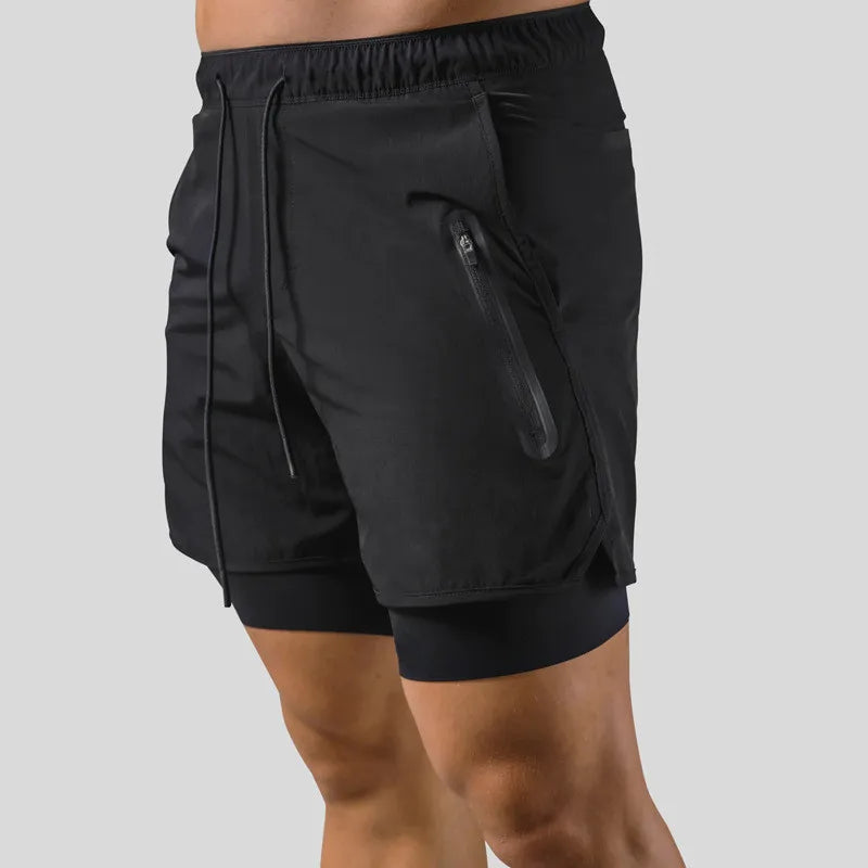 Shorts de Corrida Masculino 2 em 1 Z Dupla Camada | Secagem Rápida