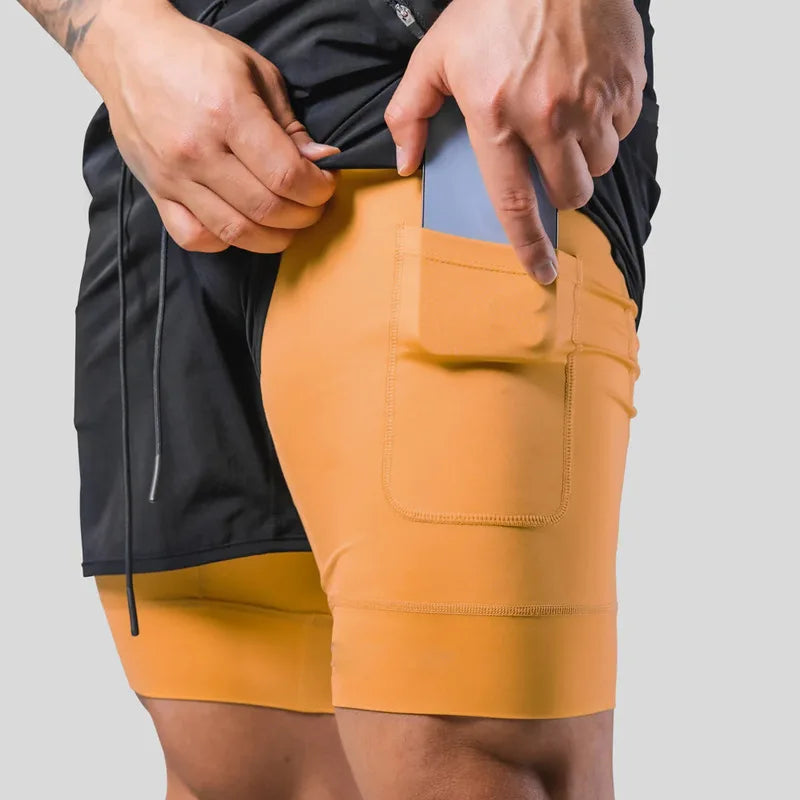 Shorts de Corrida Masculino 2 em 1 Z Dupla Camada | Secagem Rápida