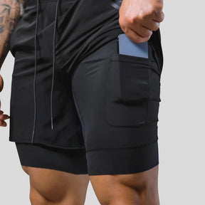 Shorts de Corrida Masculino 2 em 1 Z Dupla Camada | Secagem Rápida