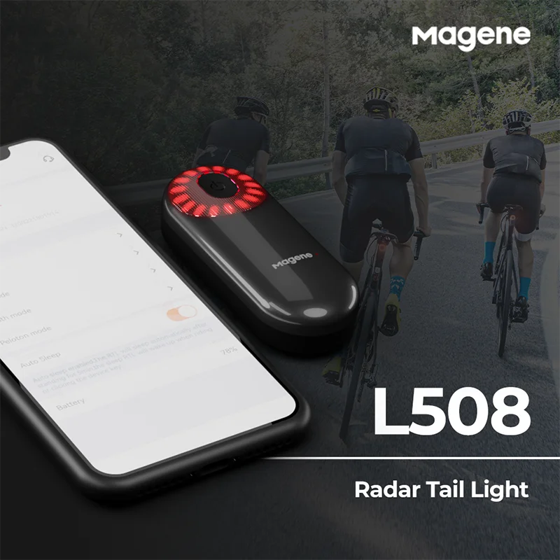 Luz Inteligente para Bicicleta Magene Radar | Farol e Luz Traseira, Iluminação Inteligente para Ciclismo | Sela e Canote de Selim Elétricas